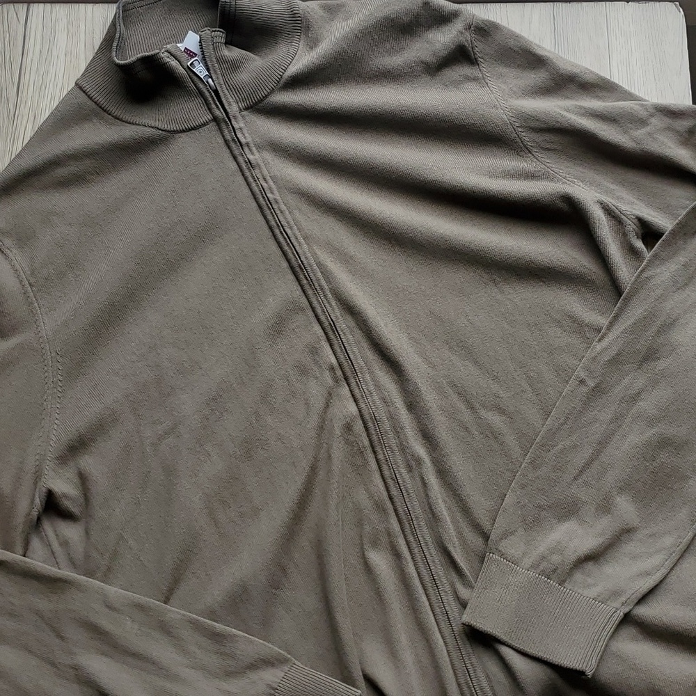 Cerruti 1881 Light Olive Green Full Zip Maglia Tricot Cardigan XXL NWT